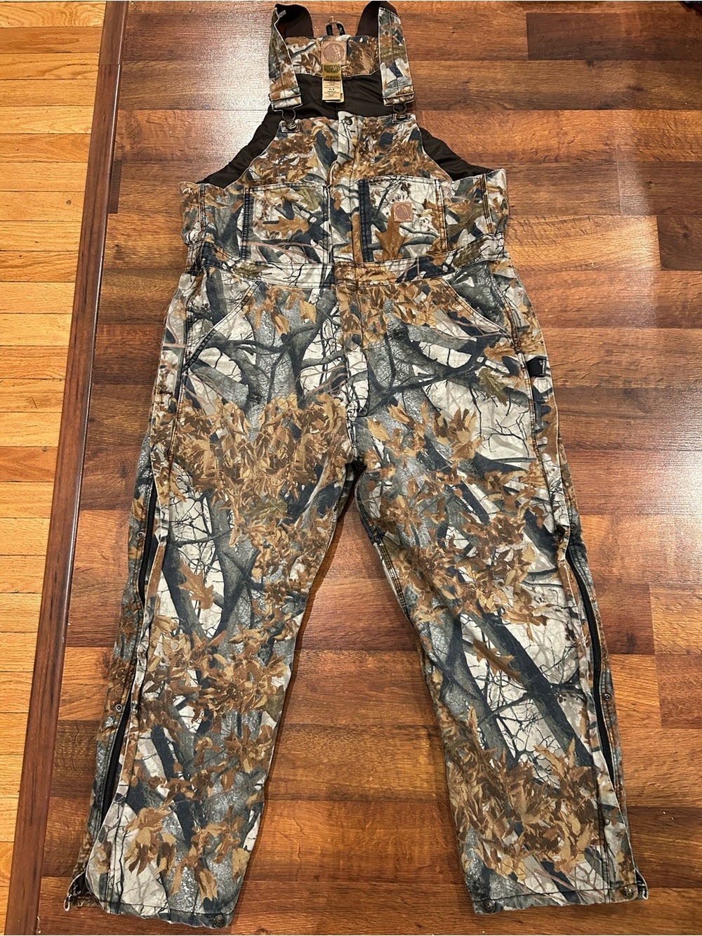 Berne Apparel Camo Insulated Hunting Bib Overalls X-large Short Zip XL Pockets